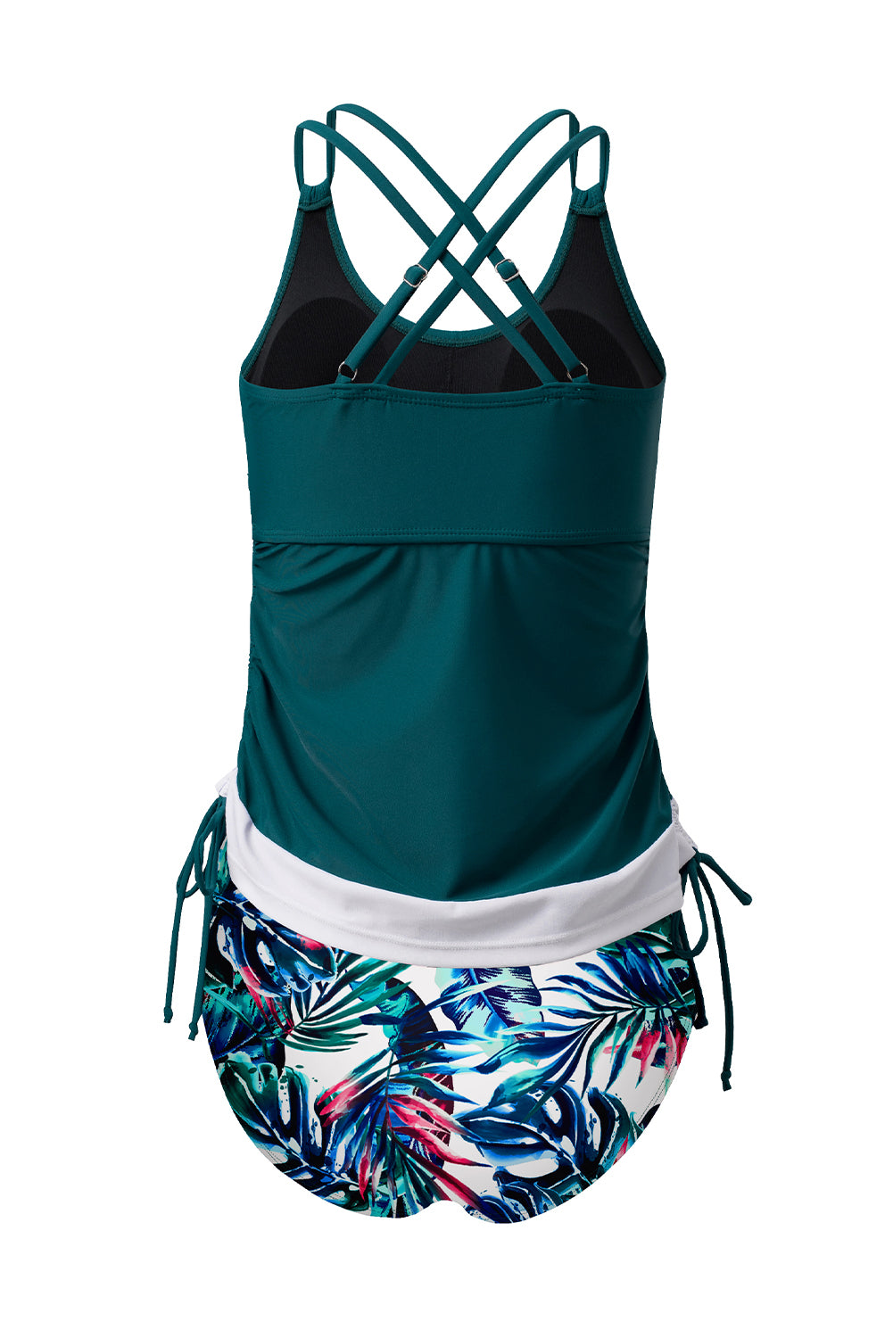 Mineral Red Drawstring Tummy Control Mix-and-match 2pcs Tankini Swimsuit