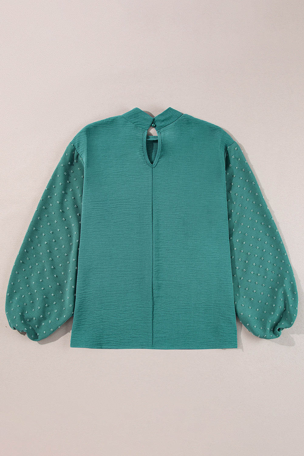 Parchment Swiss Dot Balloon Sleeve Patchwork Crinkle Blouse